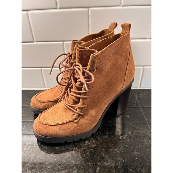 Circus by Sam Edelman Denver Saddle Suede Ankle Boots‎ Block Heel Brown Size 8.5 - Picture 2 of 11